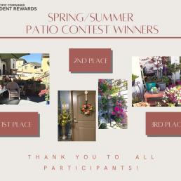 Contest Winners Spring/Summer Patio Decorating Contest